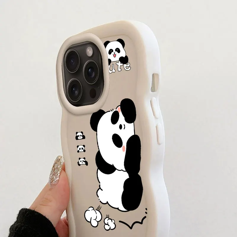 Модный чехол для телефона Panda Macalong iPhone XR 11 12 13 14 15 PRO MAX PLUS мягкий с волнистыми