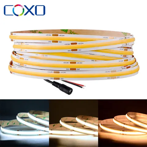 COXO Светодиодная лента COB 320/480 светодиодов/м  DC12V 24V