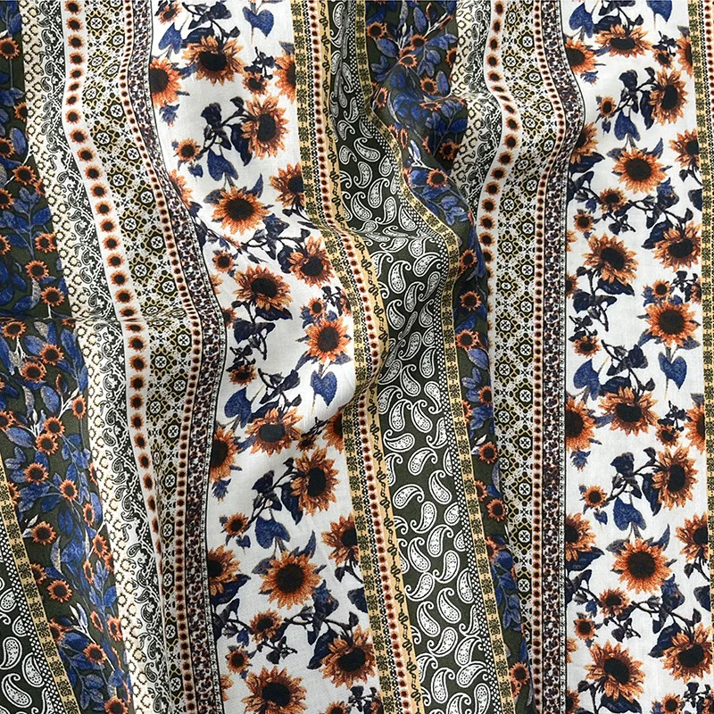 100*145 см мягкая вискоза хлопковая ткань с цветочным принтом для шитья