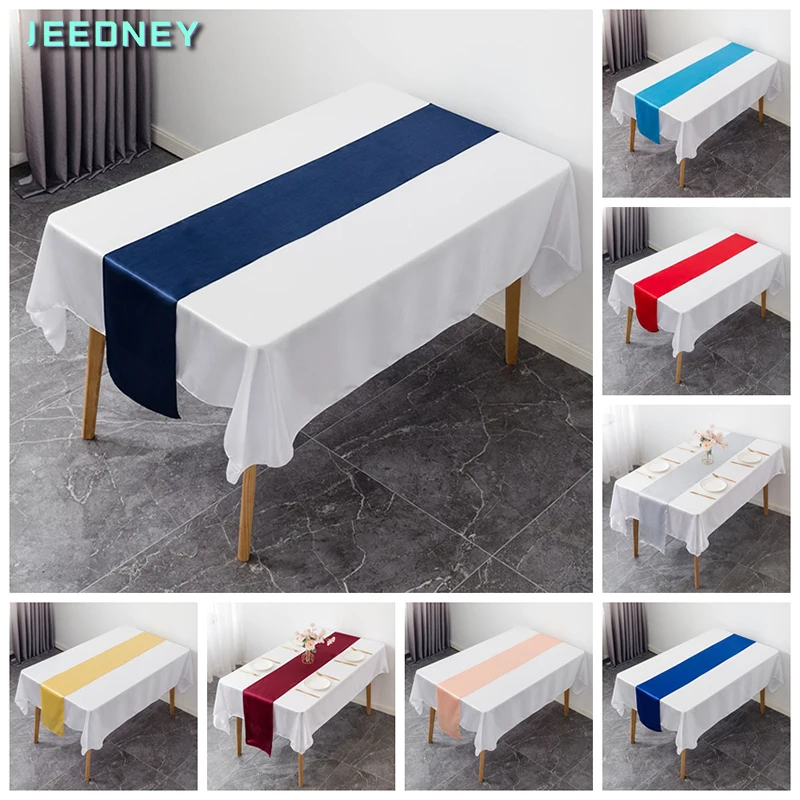 

Shiny Table Runner Solid Colour Satin for Wedding Decoration Hotel Birthday Party Show Banquet Table Decoration Cover Tablecloth