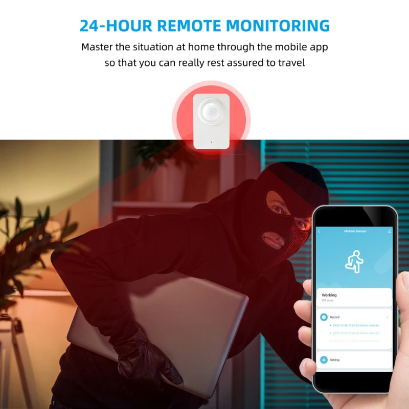 

Смарт-датчик движения Smart Life Tuya с Wi-Fi, датчик движения, датчик человеческого тела, домашняя система сигнализации, смарт-датчик движения PIR