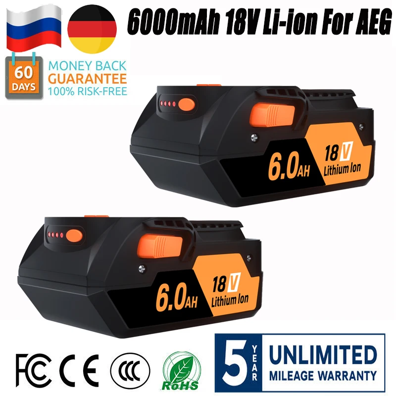 Литиевая батарея 6000 мАч 18 в для RIDGID R840083 R840085 R840086 R840087, перезаряжаемая аккумуляторная батарея для электроинструмента серии AEG