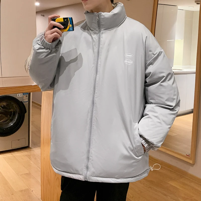 2022 New Style Reversible Thickened Padded Jacket Men's Autumn and Winter Loose Printed Padded Jacket Warm Padded Jacket