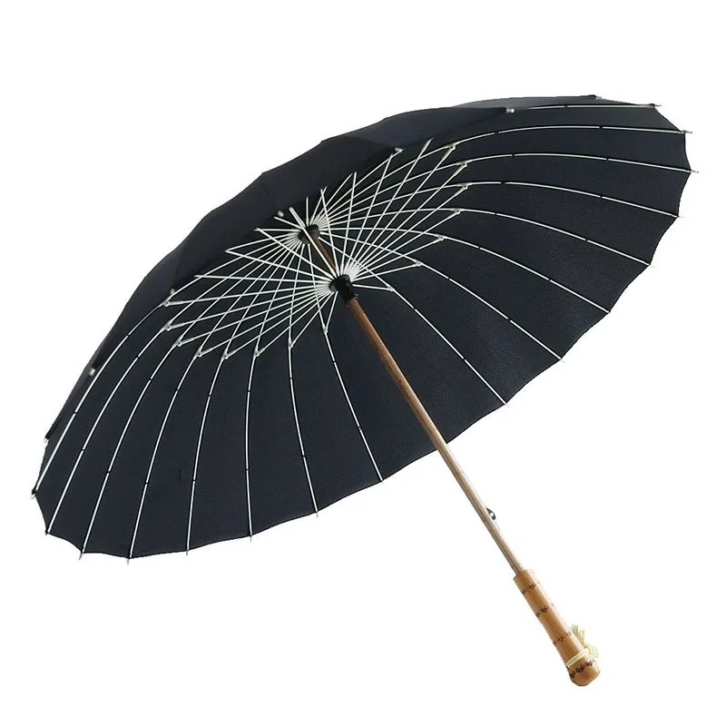 

Деревянный зонт в китайском стиле ретро 24K для мужчин и женщин, солнечный зонт с длинной ручкой из бамбука