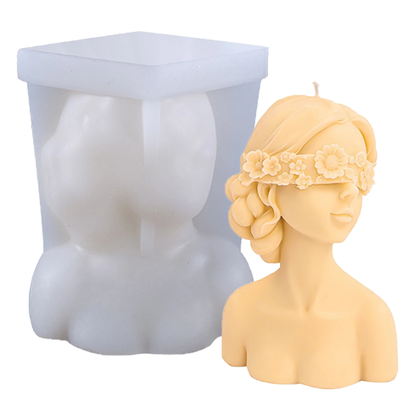 

New Closed-Eye Girl Aromatherapy Candle Mould Blindfolded Debate Beauty Plaster Resin Mold Silicone Mold Candle Making Molds