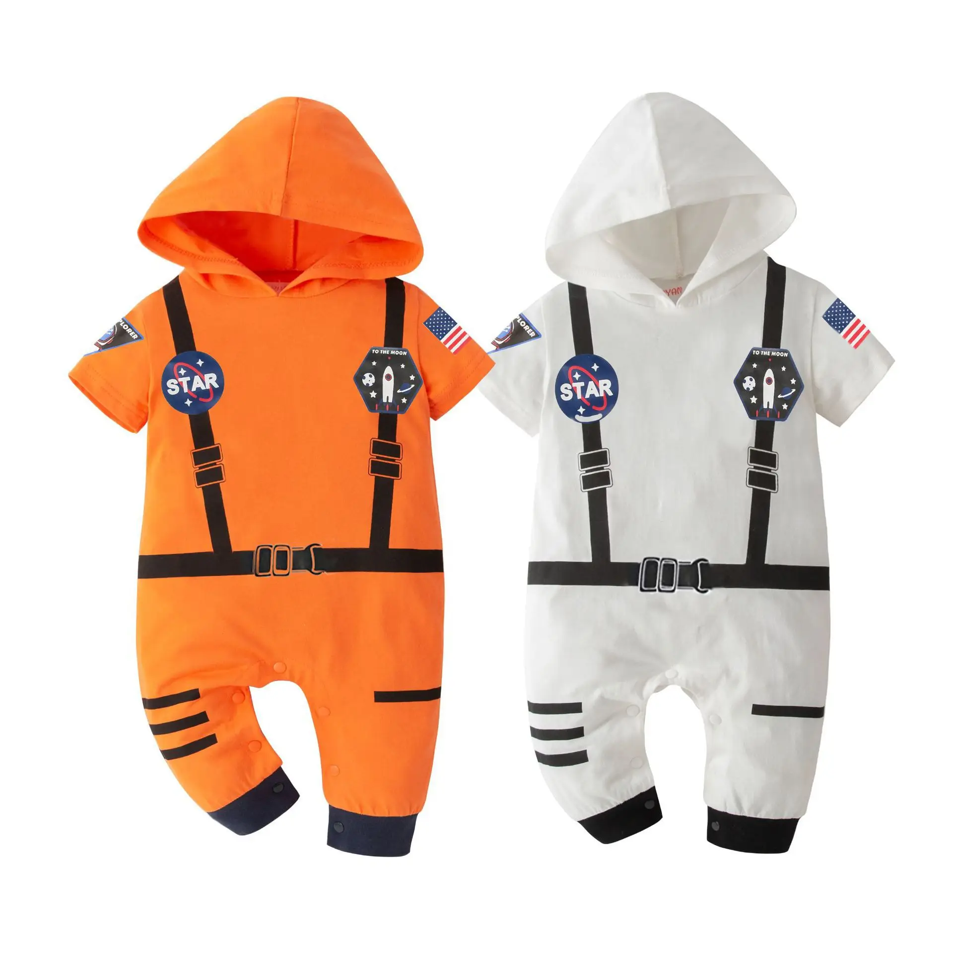

Umorden Summer Short Hoodie Astronaut Costume Romper for Baby Boys Girls Space Suit Jumpsuit Halloween Birthday Outfit 0-24M