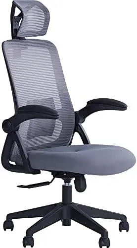 

Ergonomic Desk Chair, Office Computer Chair with Height Adjustable Headrest, Flip-up Armrests & Adjustable Lumbar Support, A