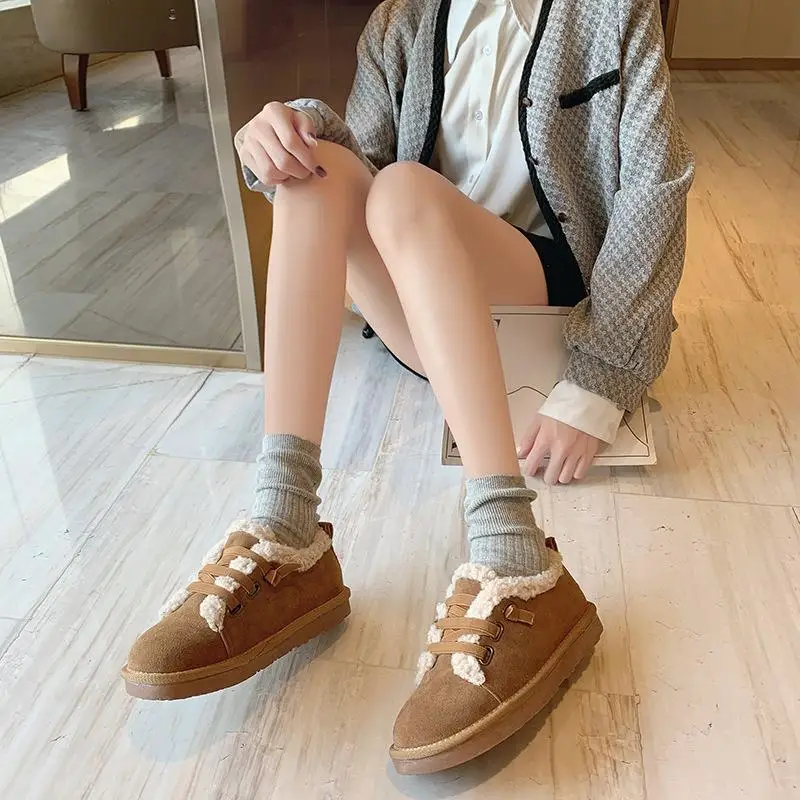 

Зимняя обувь, женская обувь, теплые Нескользящие износостойкие зимние ботинки на плоской подошве