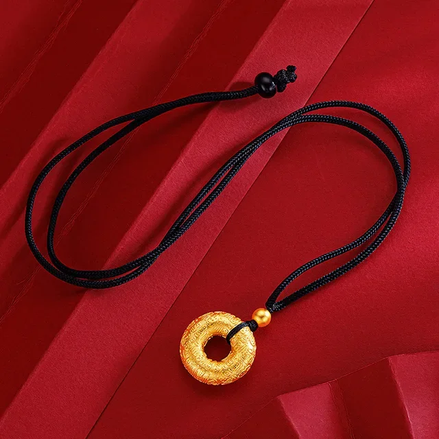 Подвеска Baifu Ping An Buckle из настоящего золота 9999 желтое золото 24 карата