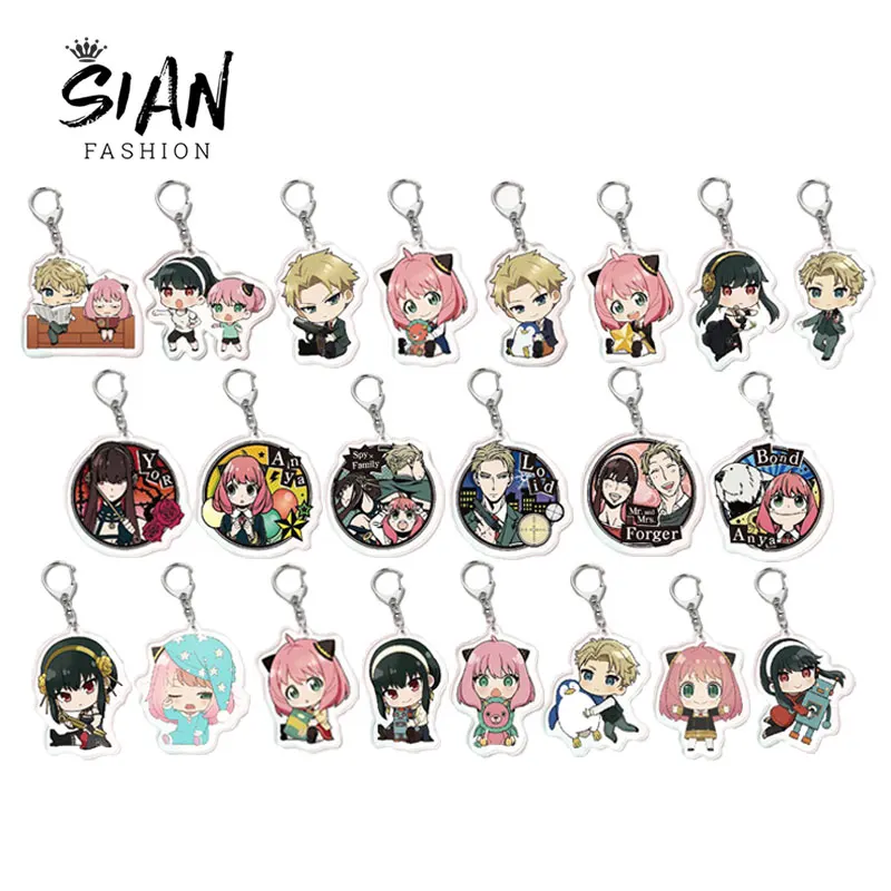 

23pcs SPY X FAMILY Anime Keychains Pendant Holder Cartoon Twilight Yor Forger Anya Forger Cosplay Acrylic Keyrings Otaku Jewelry