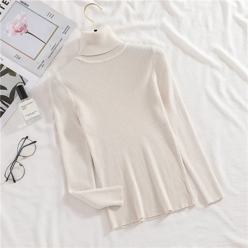 

Turtleneck Sweater Casual Soft Solid Jumper Fashion Korean Sweater Slim Femme Elasticity Winter Pullovers 2022 Autumn Basic