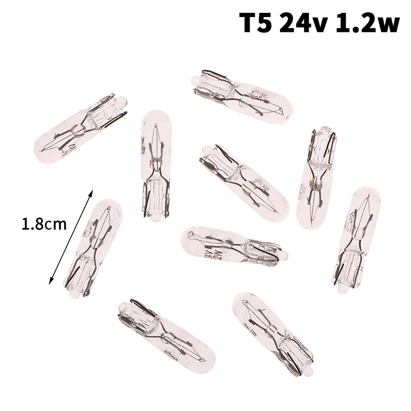 

10 шт. 24 В 1,2 Вт T5/12 В 5 Вт T10 стеклянная лампочка приборной панели приборная панель стоп-сигнал лампы фары лампы автомобильные фары