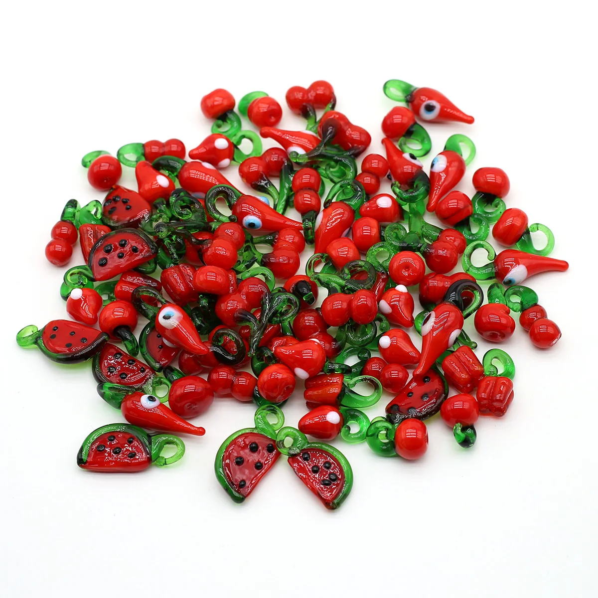 

10Pcs Colored Glass Simulation Cartoon Vegetable Fruit Small Mini Pendant for Making DIY Jewelry Necklace Earring Accessories