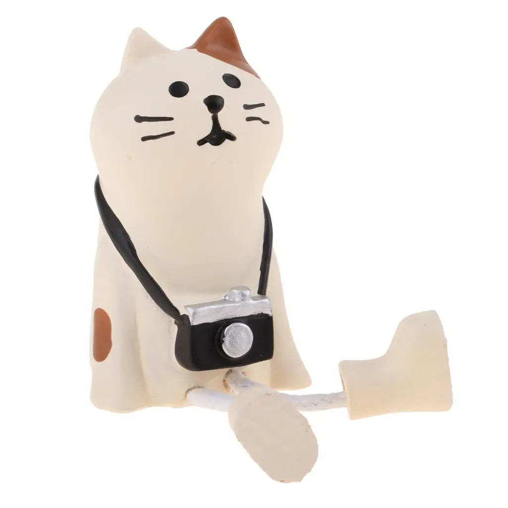 

1:12 мини белая кошка внешняя модель животного с Черной Камерой