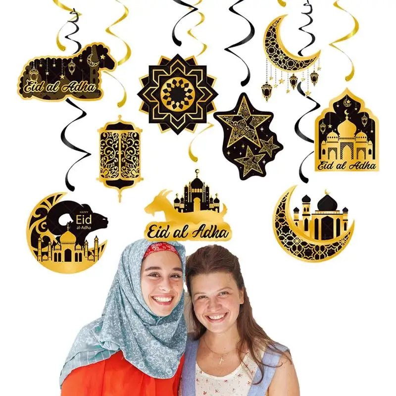 

Castle Moon Elements EID Banner Glitter EID Star Moon Letter Paper Bunting Garland Islamic Decoration Party Hanging Spiral