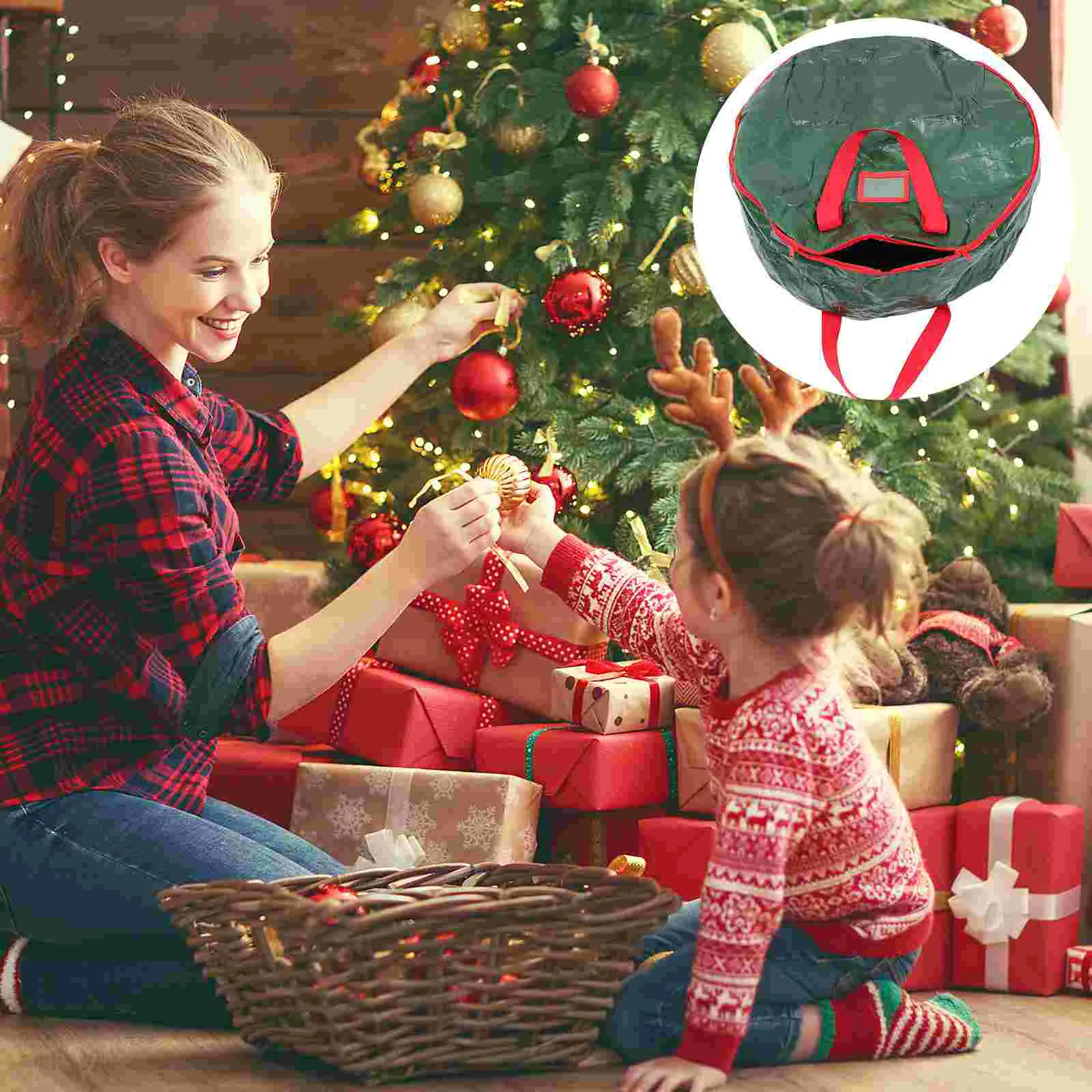 

1pc Christmas Wreath Storage Bag Premium Festival Wreathe Storage Bag Xmas Gift Bag
