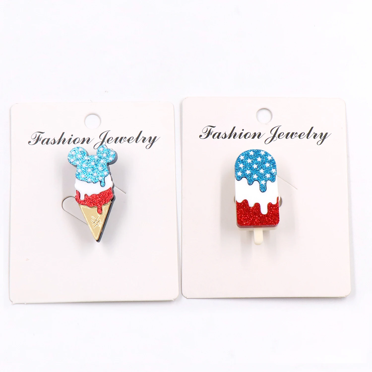 4th of July Independence Day Popsicle Mouse Head Brooch (Safty Pin) Laser Cut Acrylic Jewelry Fruit For Baby Girl