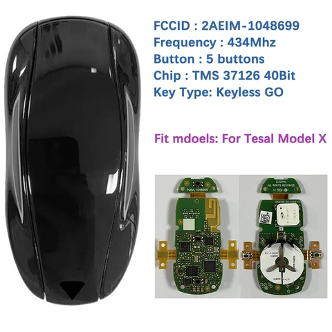 CN099002 полный оригинальный автомобильный ключ для Tesla Model X 2016-2021 434 МГц Tiris TMS 37126 40 бит 2AEIM-1048699 Diagcode программируемый