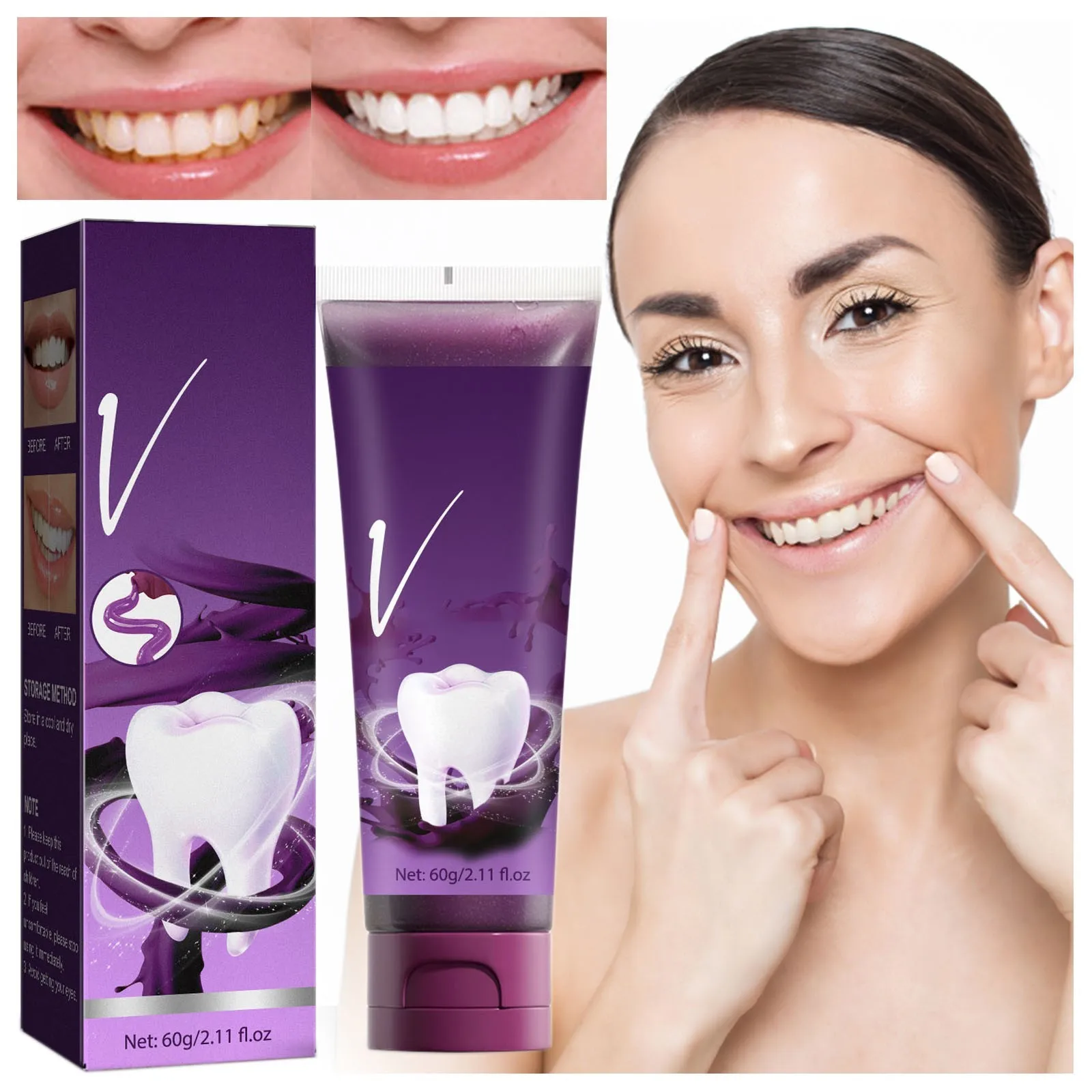 

Purple Tone Brightening Toothpaste To Yellow Stains White Teeth Clean Mouth Fresh Toothpaste Tooth Stains Yellow Teeth Bad