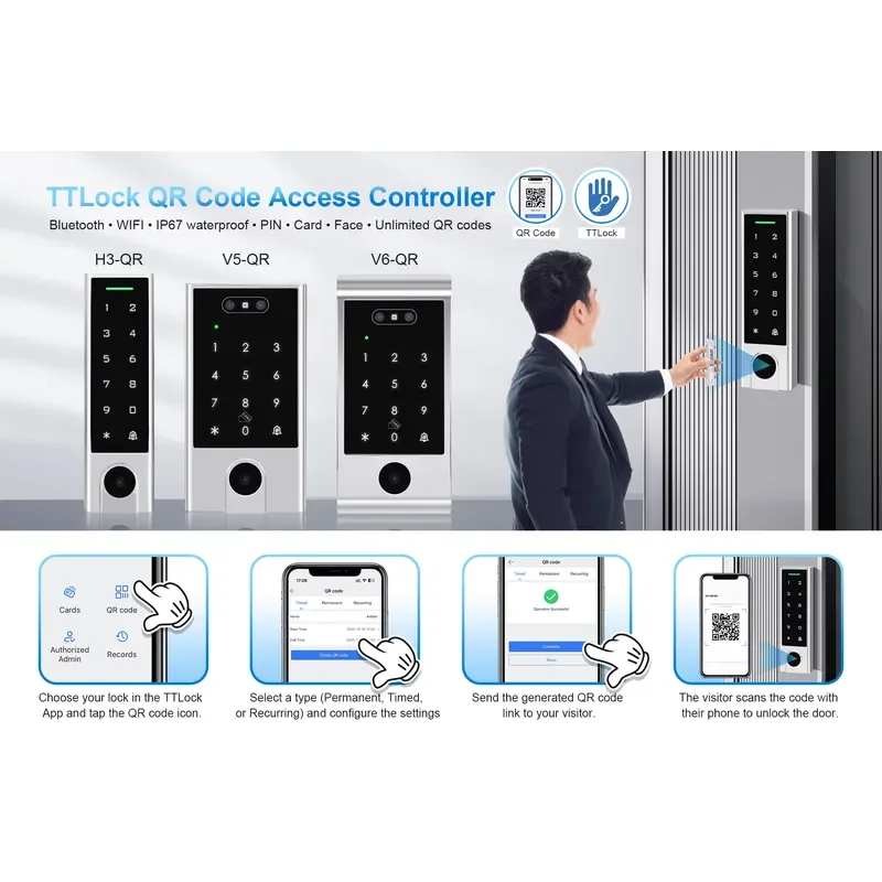Фото TTLock IP67 для контроллера доступа: QR-коды, RFID, неограниченное количество электронных ключей и удаленное управление для отелей/офисов №3