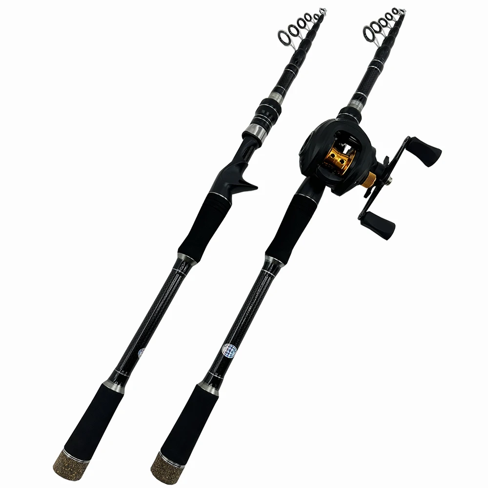 

Casting Spinning Fishing Rod Combo 1.8-2.4M High Carbon Telescopic Rods and 7.2:1 Baitcasting Reel Tackle Pesca for Bass Trout