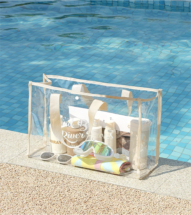 

1pc PVC Transparent Handy Swim Bag Multi-Purpose Home Travel Organizer Waterproof Washing Bag Beach Bag Pool Storage Accessories