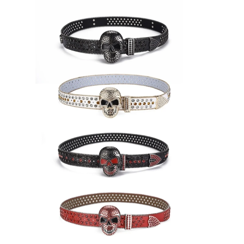 

Блестящий пояс для девочек с черепом для банкета, бижутерия с черепом, пояс для театрального костюма, инкрустированный стразами,