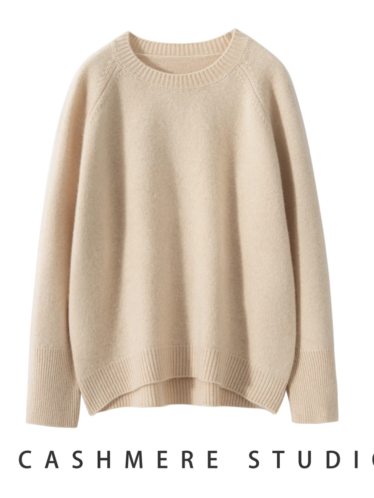 Высококачественный женский кашемировый свитер на зиму с круглым вырезом