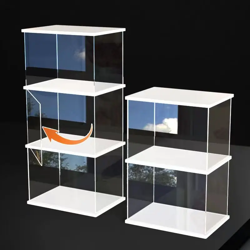 Прозрачный акриловый шкаф для хранения с открытой дверью пылезащитная крышка