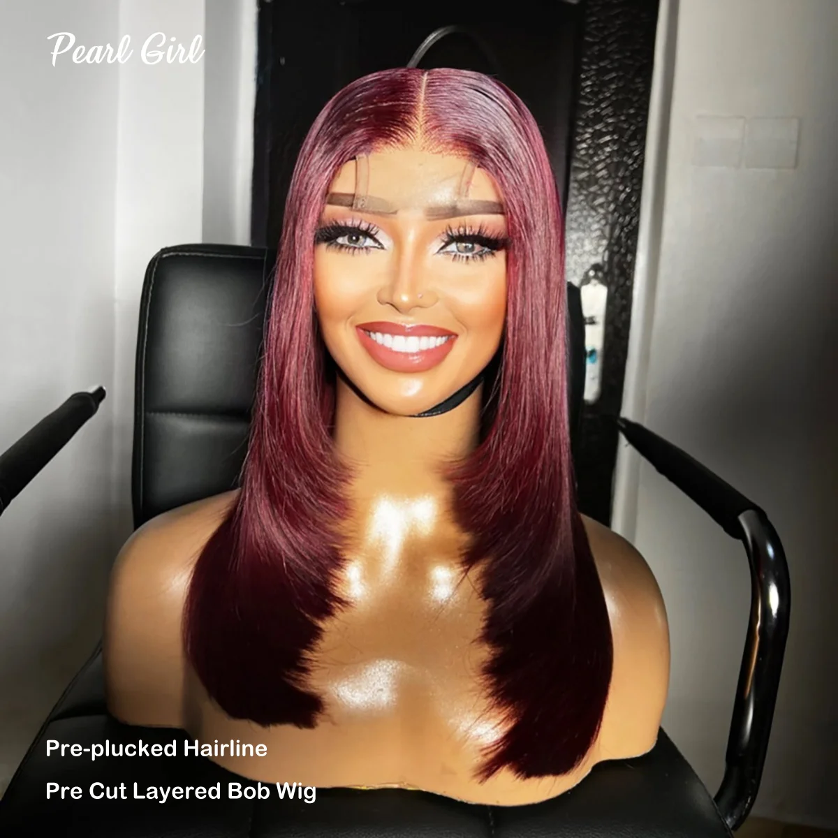 Цвет вина Двойной рисунок Боб 2x6 Ким К с застежкой 14 дюймов Многослойный