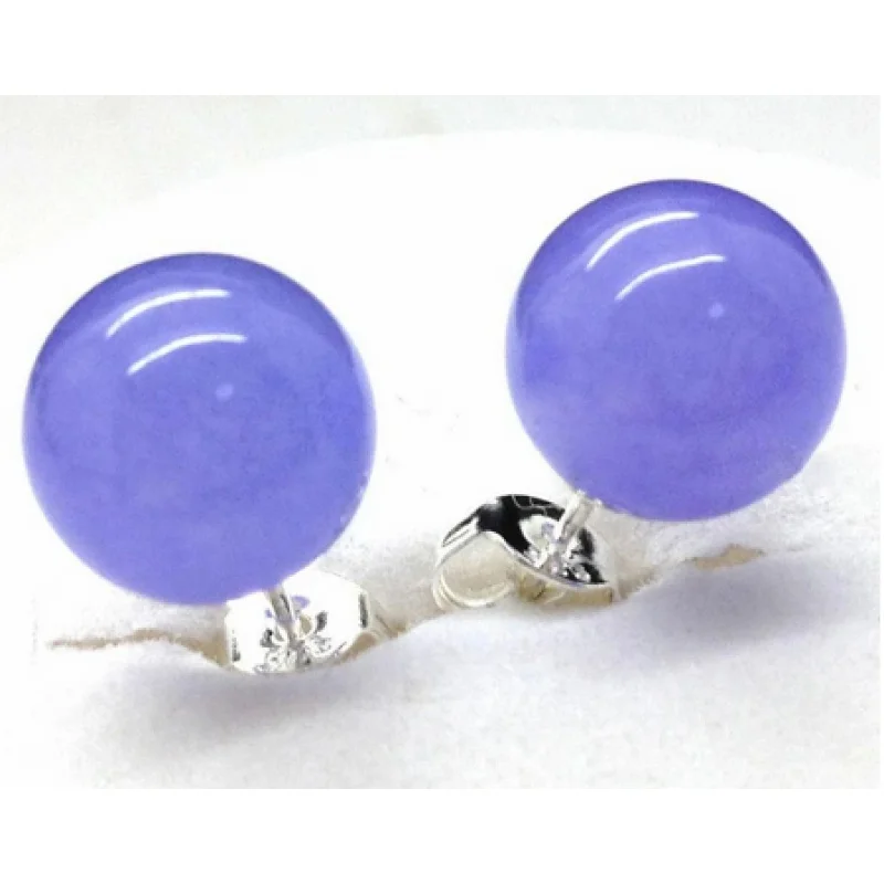 

Fashion Natural 10mm Lavender Jade Round Beads Stud Earrings