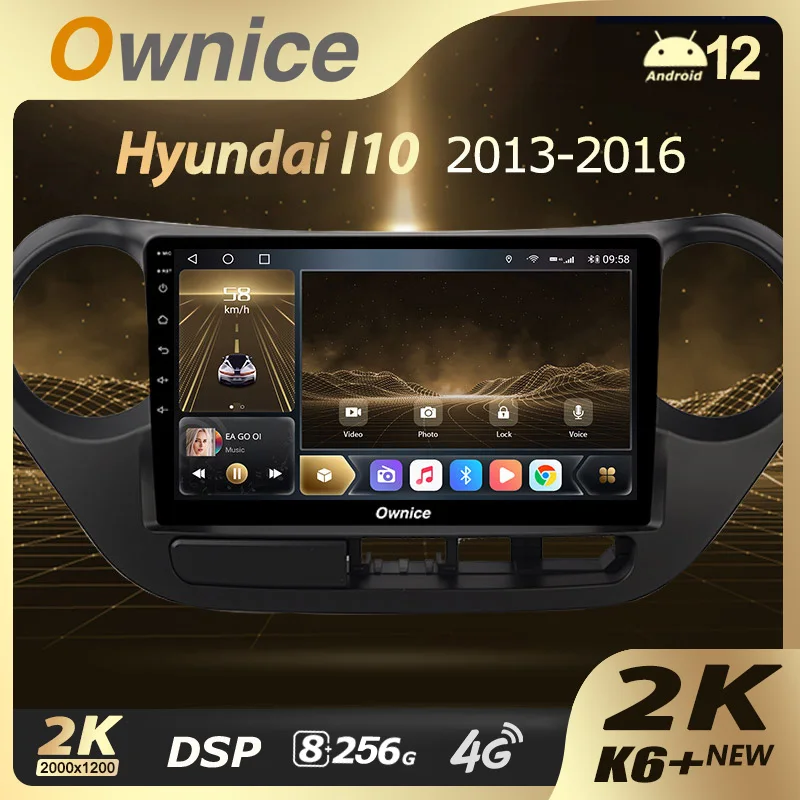 

Автомагнитола Ownice K6 + 2K, мультимедийный видеоплеер на Android 12, без DVD, с GPS, для Hyundai I10 2, 13,3-2013, типоразмер 2 Din