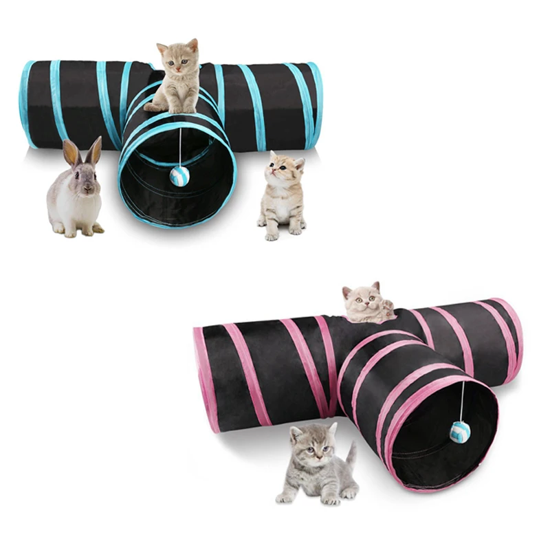 

Cat Tunnel 3 Way Collapsible Pet Cat Play Tunnel With Ringing Ball, Spacious Tube Fun For Cat Puppy Kitten