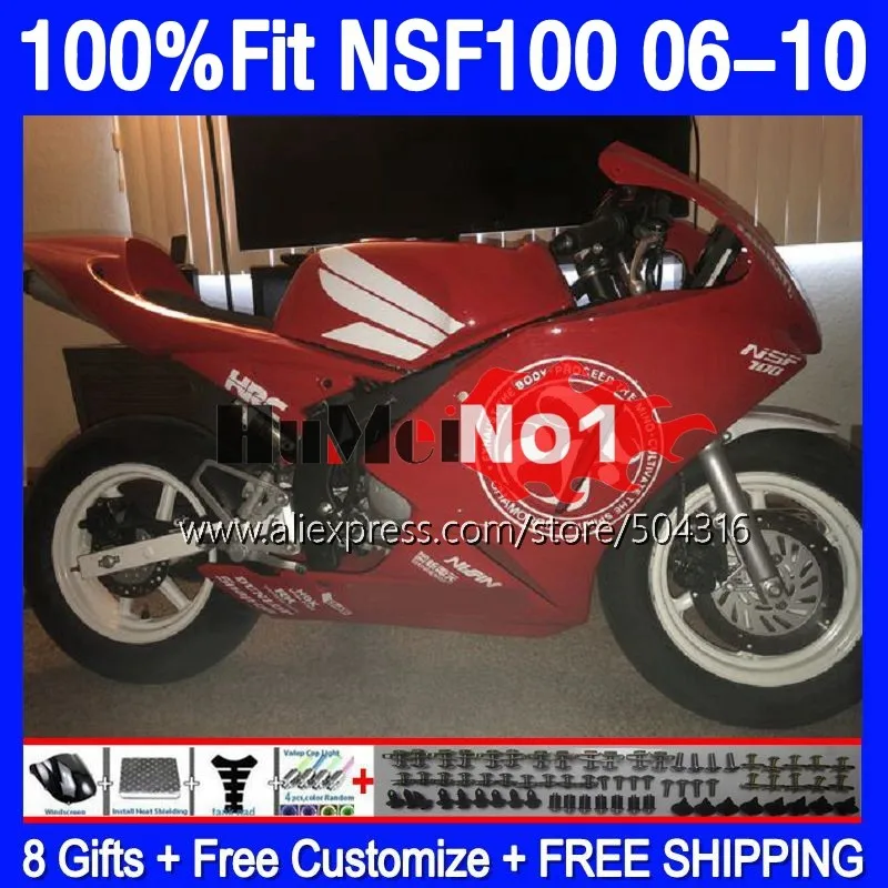 

Стекловолоконная гонка для HONDA NSF 100 NSF100 06 07 08 09 10 167MC.38 NSF-100 2006 2007 2008 2009 2010 обтекатель на удачу красный