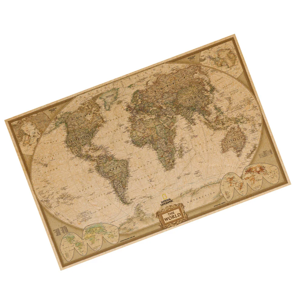 

Poster Travel Decor Wall Adornment Modern Pictures Kraft Paper World Map Hanging Painting Office Beautiful