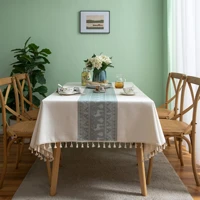 table skirt cloth imitation cotton and hemp christmas deer grey tablecloth jacquard table household rectangular manufacturer