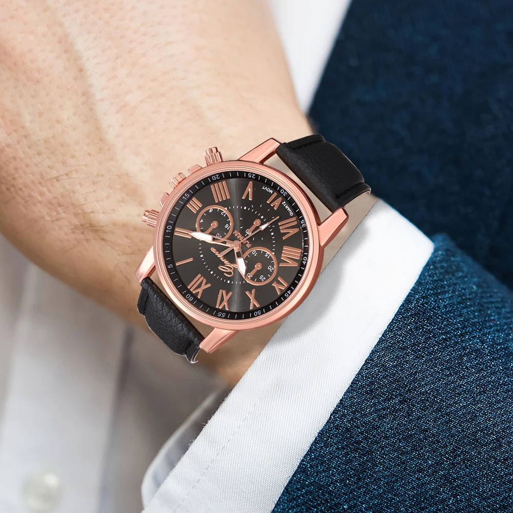 4 шт./набор женские кварцевые часы с кожаным ремешком