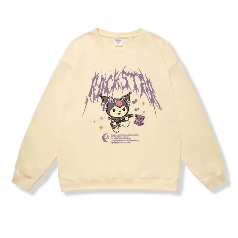 

Милый свитер с круглым вырезом Sanrio Kuromi аниме милая мультяшная плюшевая теплая толстая зимняя повседневная куртка винтажный милый топ подар...