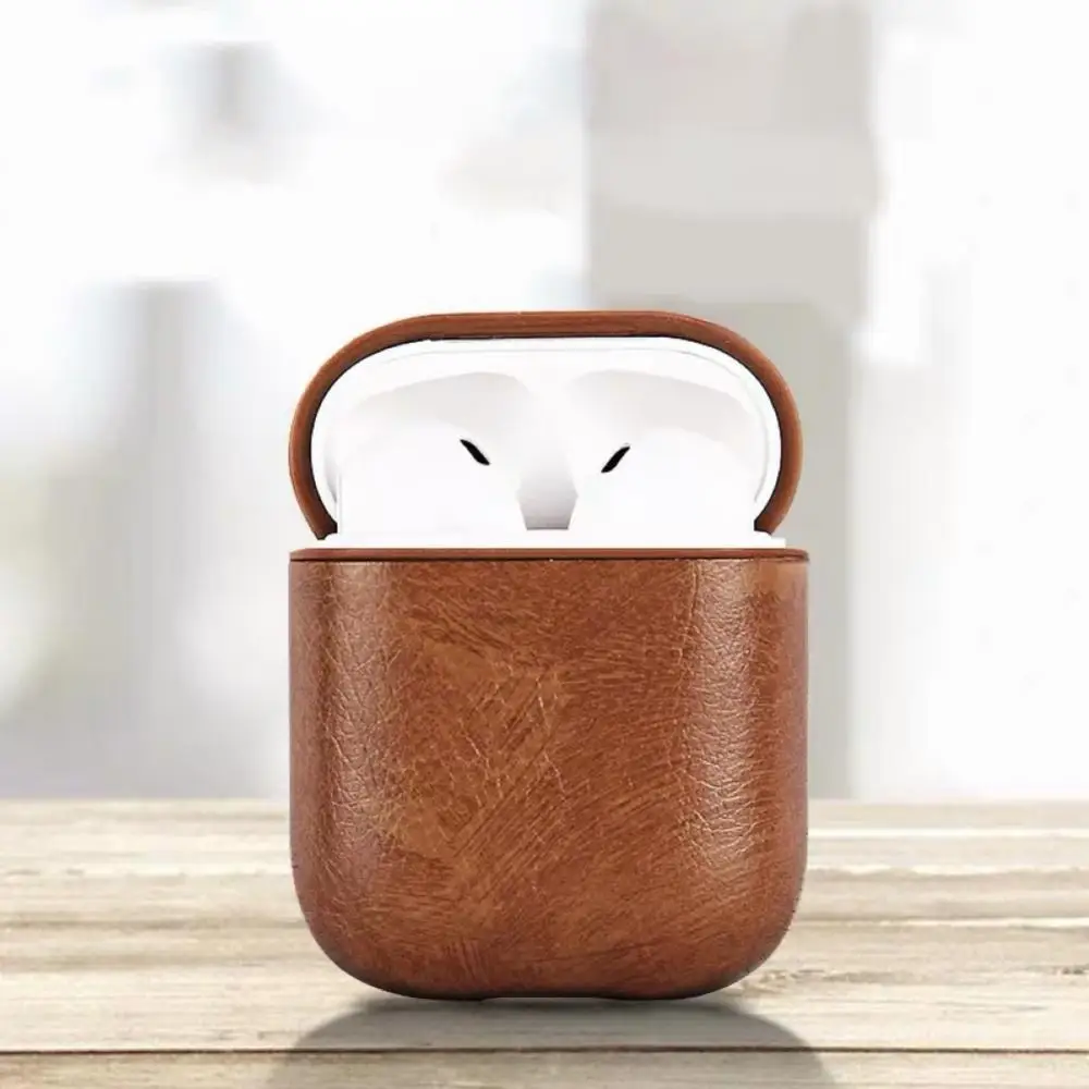 Solid Color Protective Case Soft Cover Faux Leather Shell for AirPods 2