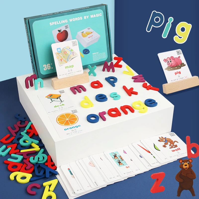 

Children's Spelling Learning Toys Kids English Alphabet Cognition Intellectual Enlightenment Babies Education Puzzle Wooden Toys