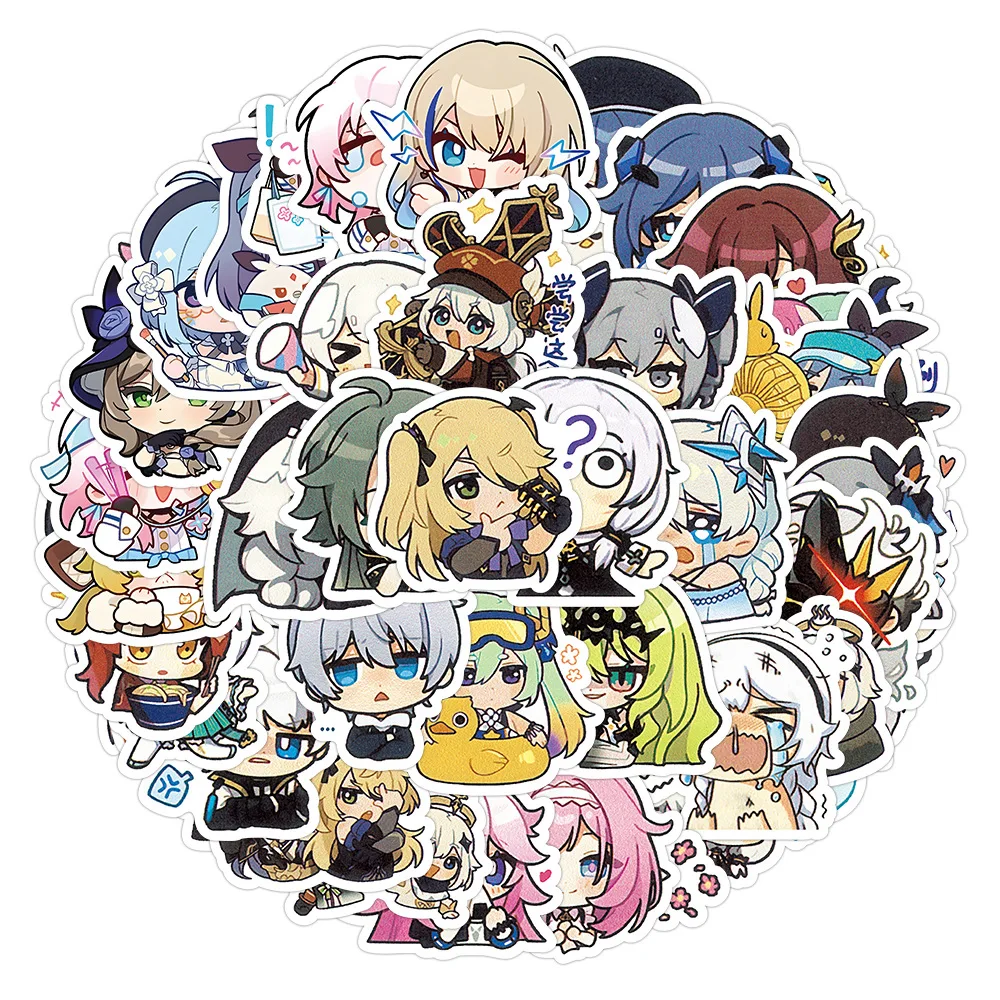 

60PCS Anime Honkai Impact 3 Sticker Cartoon Stickers Raiden Mei Kiana Kaslana Student Stationery DIY Decorations Kid Q Version