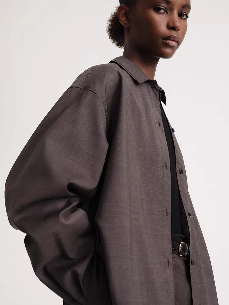 

100% Cotton New 2023 Women Single Breasted Bloust Casual Turn-down Collar Long Sleeve Loose Irregular Ladies Solid Color Shirts