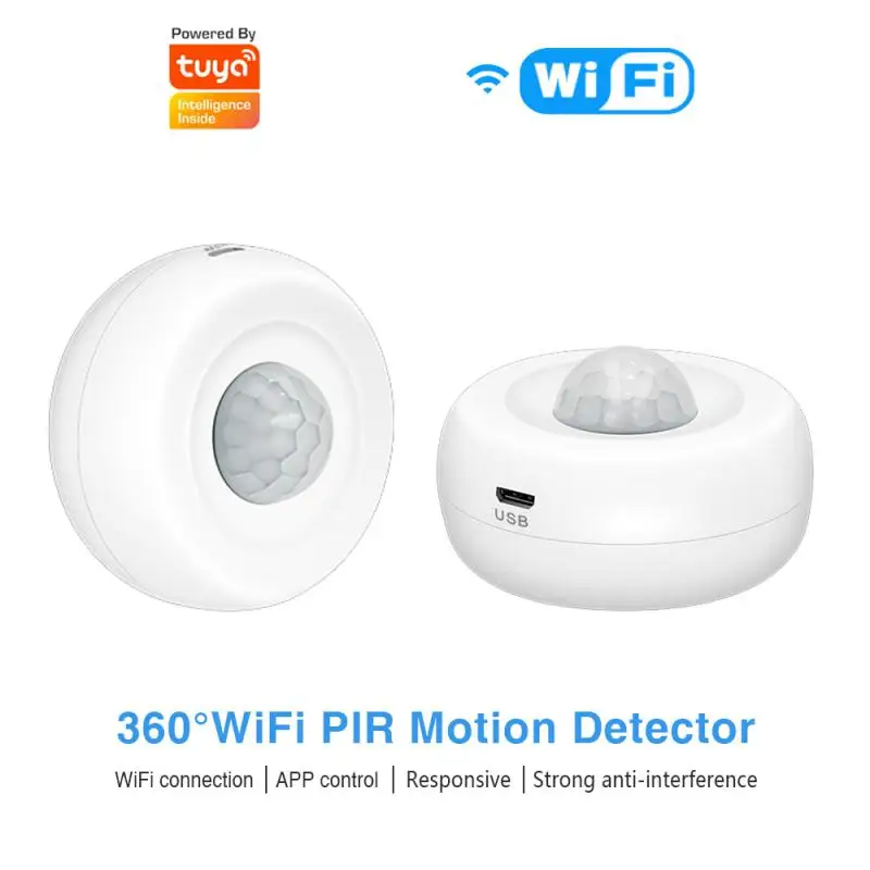 

Датчик движения Tuya с Wi-Fi и ИК-датчиком движения, USB, инфракрасный детектор 360, домашний помощник, защита для умного дома через приложение Smart Life
