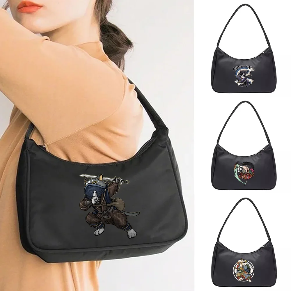 

Fashion Exquisite Shoulder Bags Retro Casual Women Totes Mini Underarm Shopping Bag Female Handbags Samurai Print Small Clutches