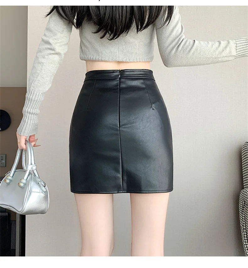 Женская мини-юбка шорты женская кожаная короткая юбка с завышенной талией и