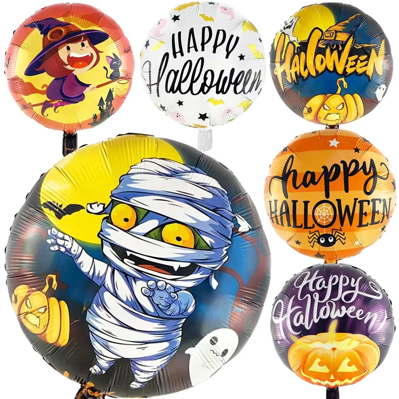 

50pcs Halloween Foil Balloons Bulk Sale Happy Halloween Party Decorations Cute Witch Horror Ghost Pumpkin Bat Home Supplies