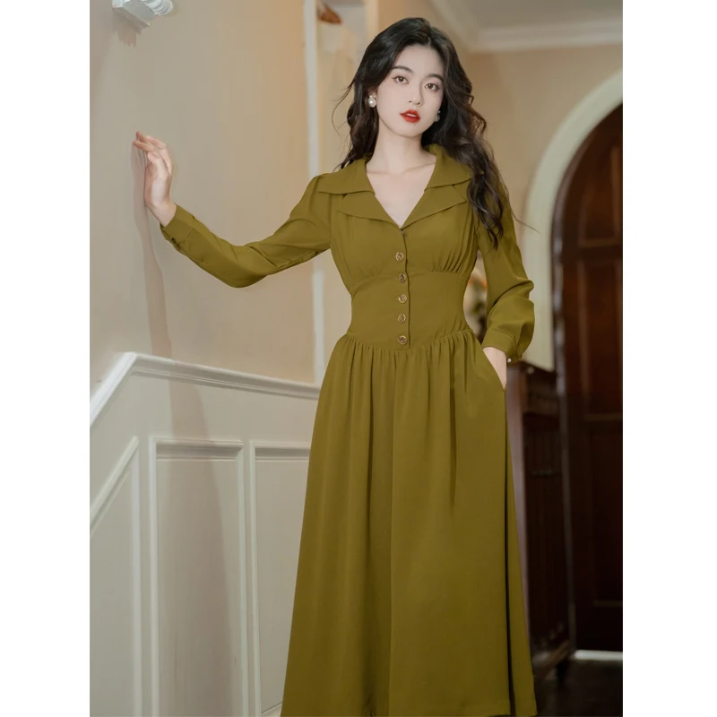 

Женское платье с V-образным вырезом, длинным рукавом и V-образным вырезом