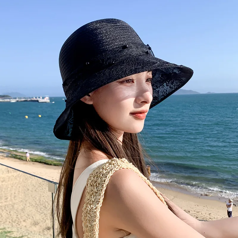 Корейский стиль летняя Новинка кружевная маленькая Панама из органзы с жемчугом