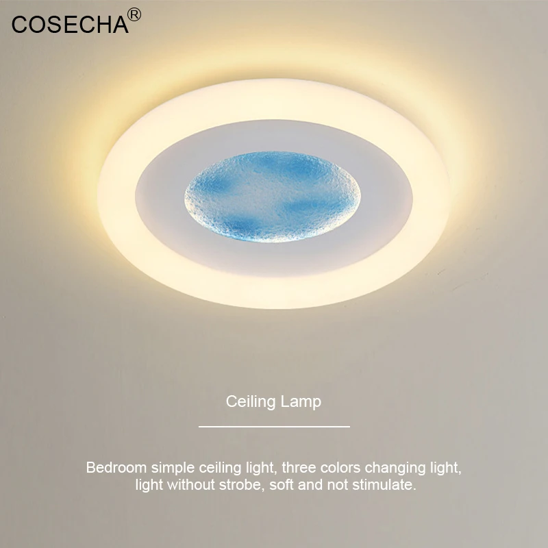 

Голубой потолочный светодиодный светильник Skye, современный белый Потолочный светильник в спальне, диаметр 50 см, мощность 96 Вт, 3 цветов, круглые лампы для столовой