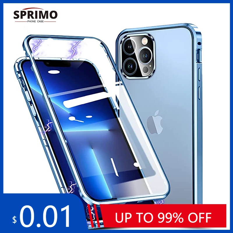 

360° Metal Magnetic Adsorption Case For iPhone 11 12 13 Pro XS Max X XR Double-Sided Glass Case For iPhone 7 8 Plus XS SE Cover